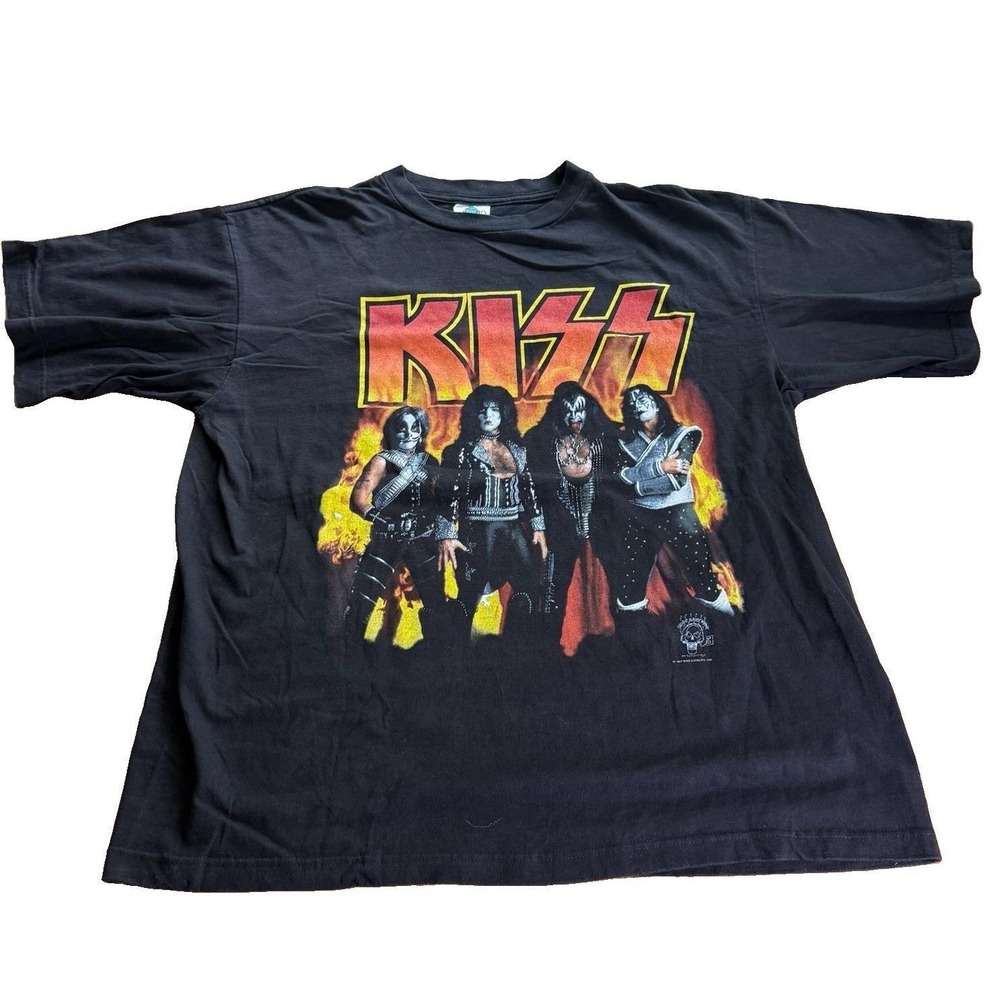 Vtg 1996 Kiss Alive Worldwide Tour T-Shirt Sz XL Cronies Black Band Tee 90s EUC